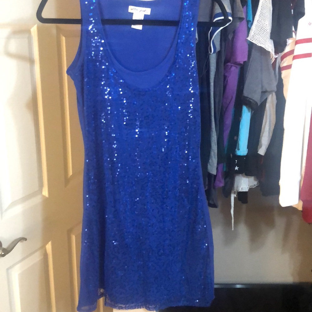 Sequin front blue dress